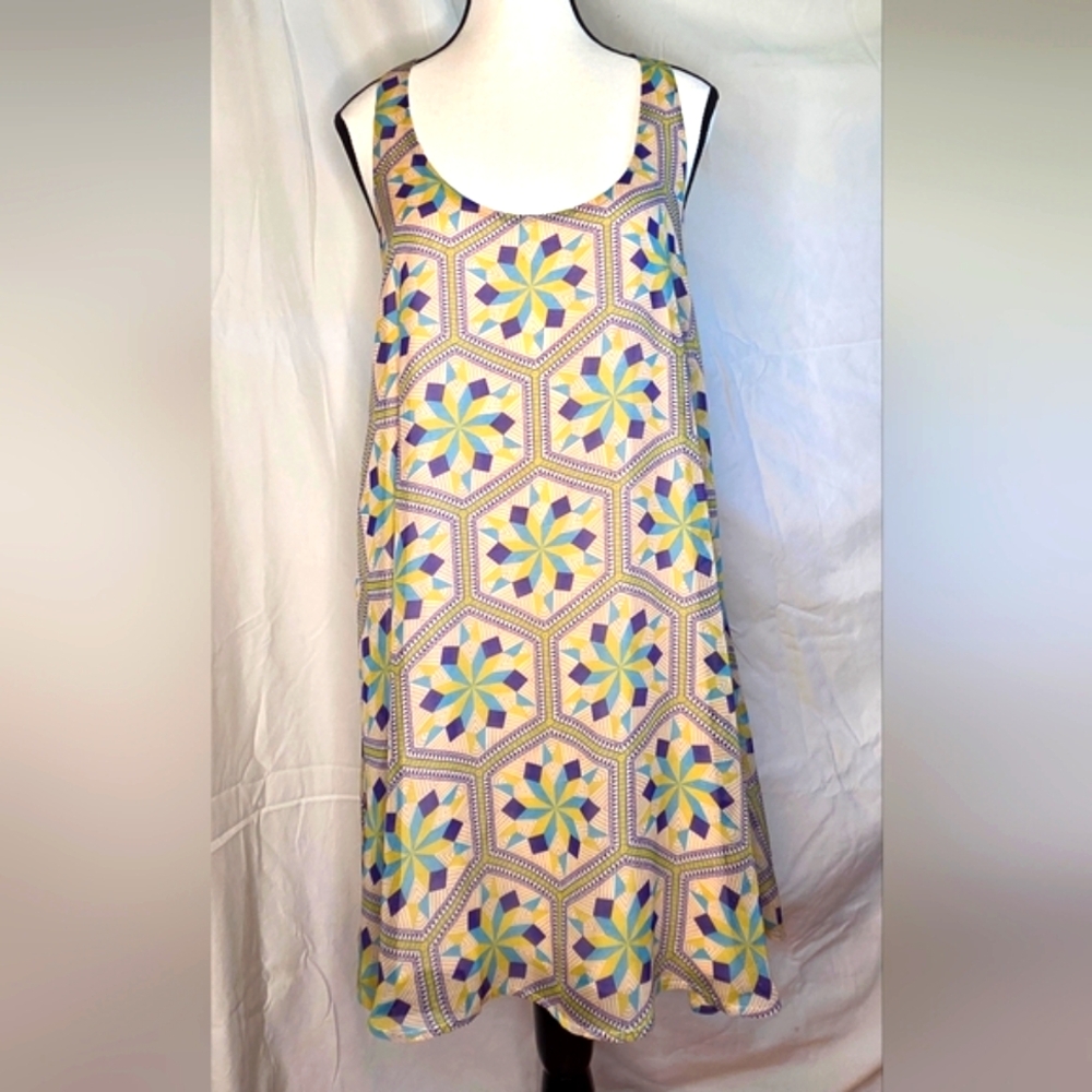 💜Love Sadie💙 Colorful Geometric Sleeveless Tank Dress| M| EUC